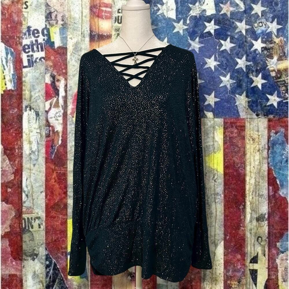 Dark teal glitter blouse